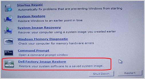 Dell factory image restore