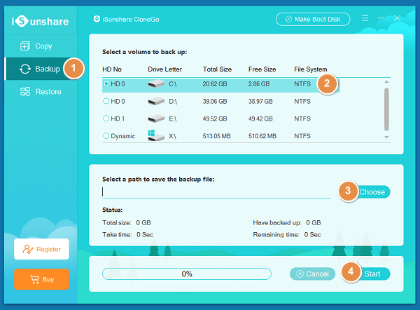 backup files in clonego