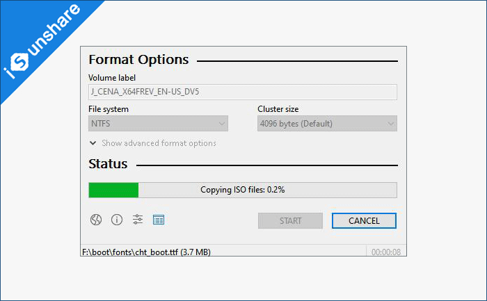 wait for burning and copying ISO to USB