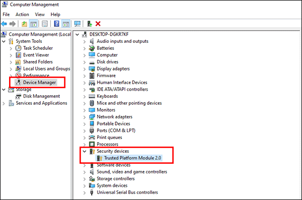 check trusted platform module on computer management