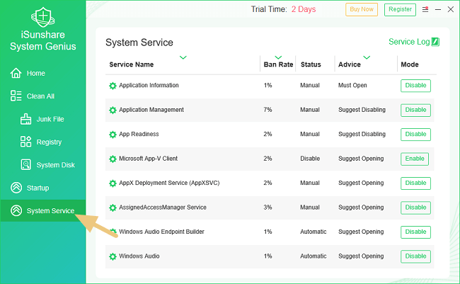 check running services in system genius