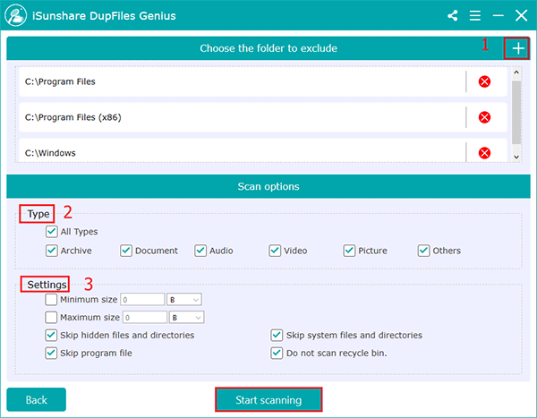 set the scan options and hit start scanning