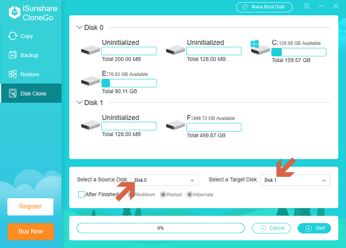 choose ntfs source and target disk