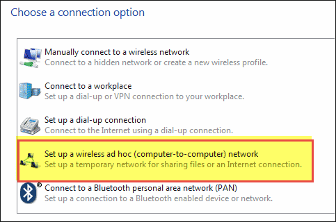 choose connection option