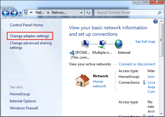 change adapter setting