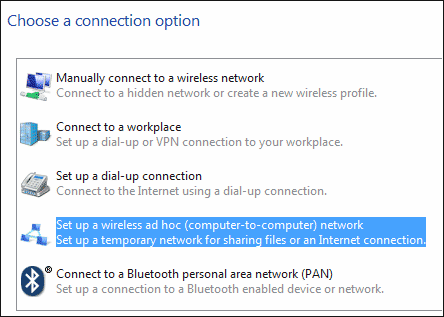 choose connection option