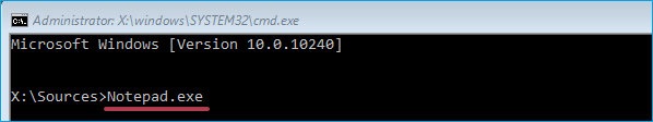 enter notepad into CMD