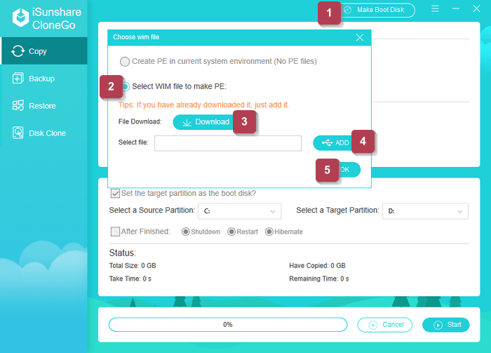 make PE drive with WIM file