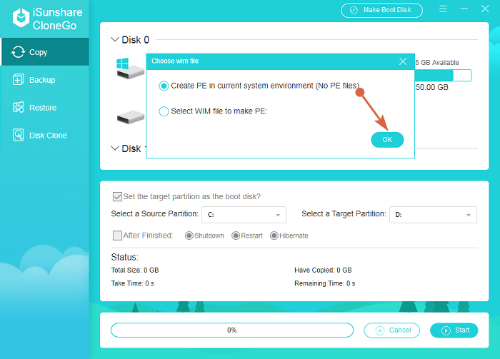 create PE in current os