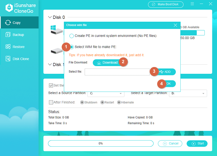 make PE with wim file