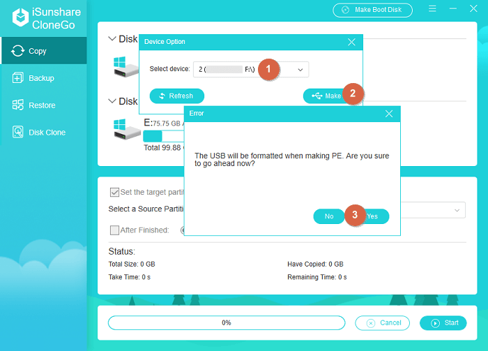 select usb drive and format it