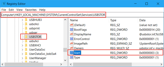 enable usb select regedit windows 7