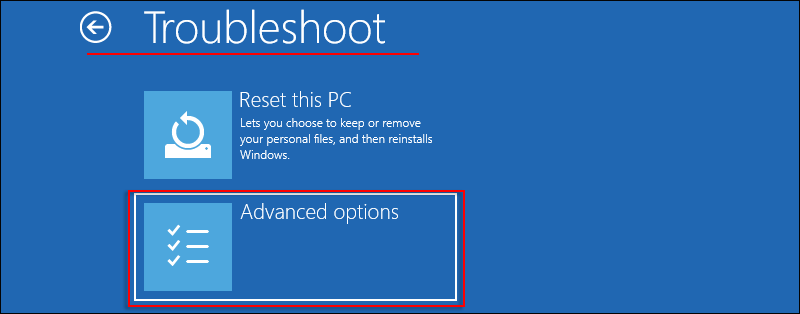 click Advanced options