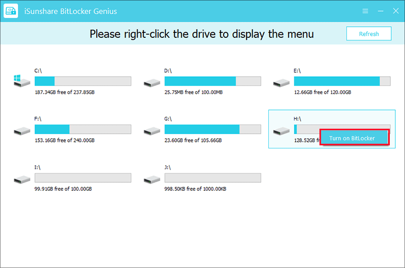 click Turn on BitLocker