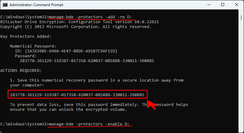 set BitLocker password to D drive