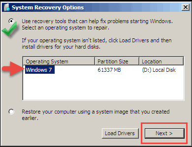 system recovery options