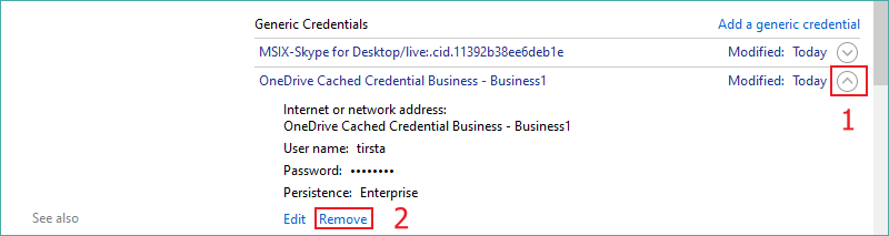 remove onedrive cashed credential