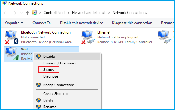 right click your wifi network and choose status