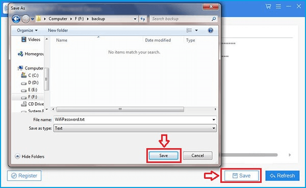 save wifi password text file to your computer