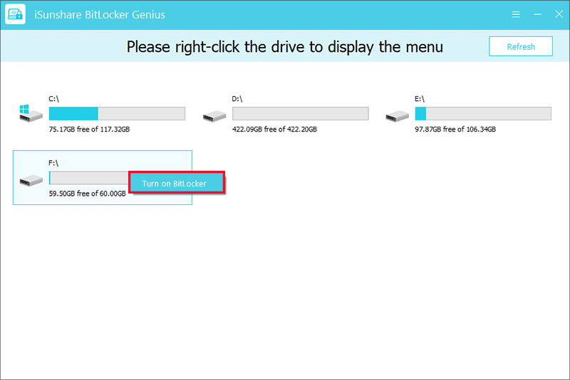 choose Turn on BitLocker