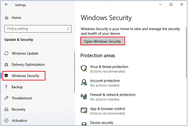 open windows security