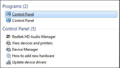 open control panel