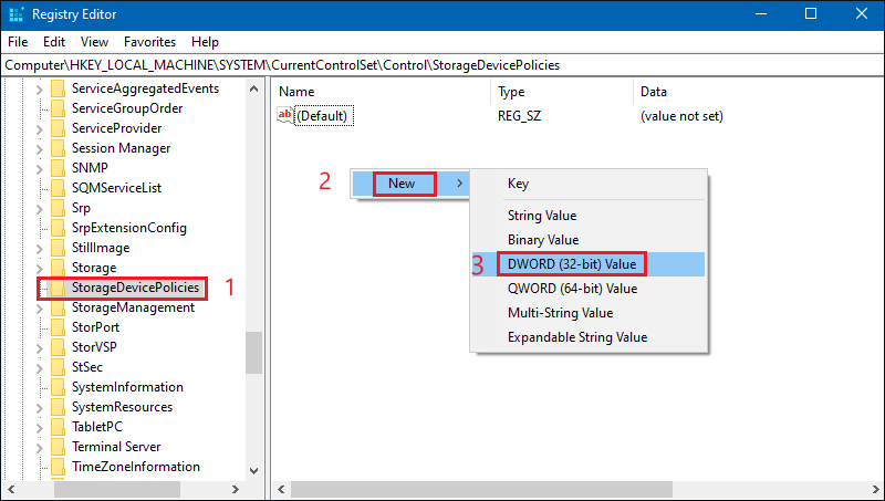 create new dword value