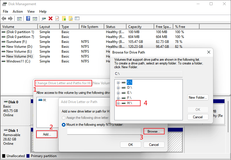 change drive letter and paths