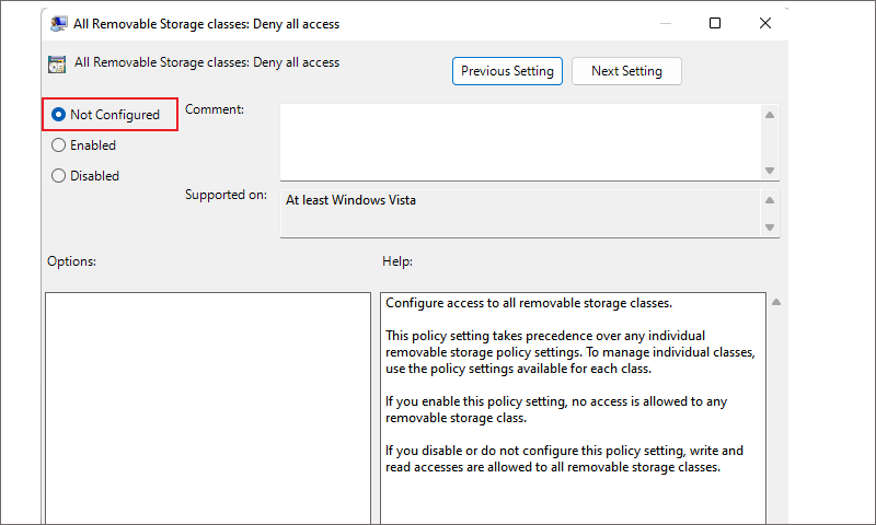 selec not configured