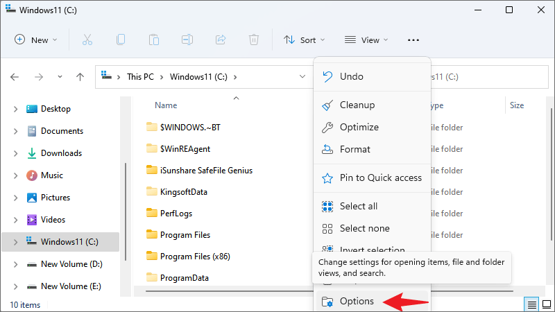 File Explorer Options