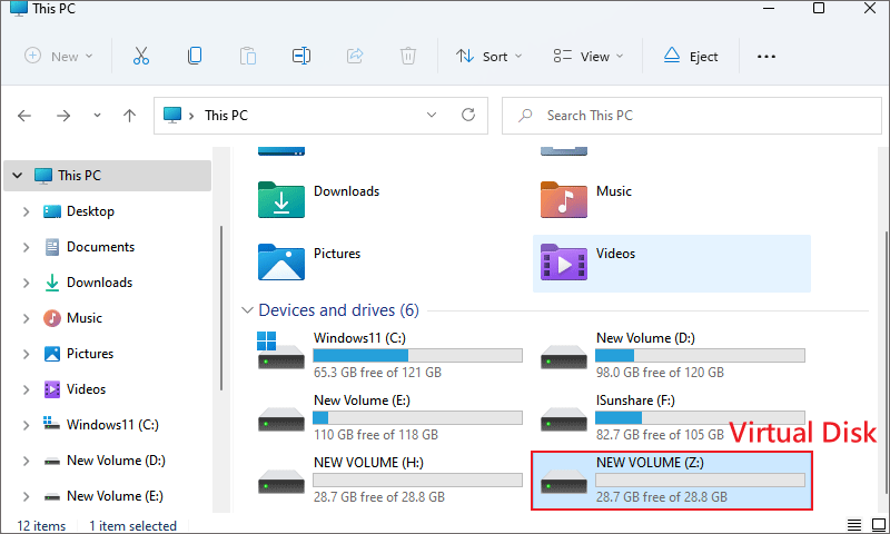 create a virtual disk within usb