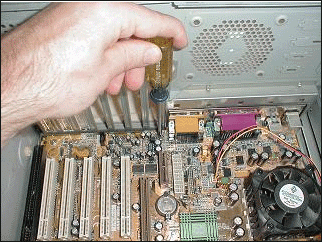 secure the motherboard with screw