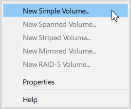 set new simple volume