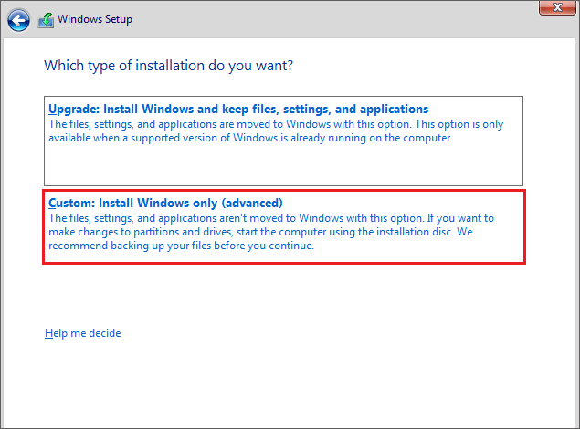 install windows only