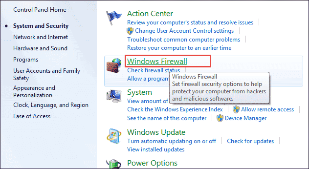 find windows firewall