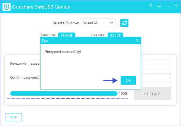 encrypt pen drive successfully