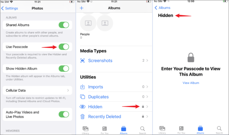 how to lock hidden photos on iphone