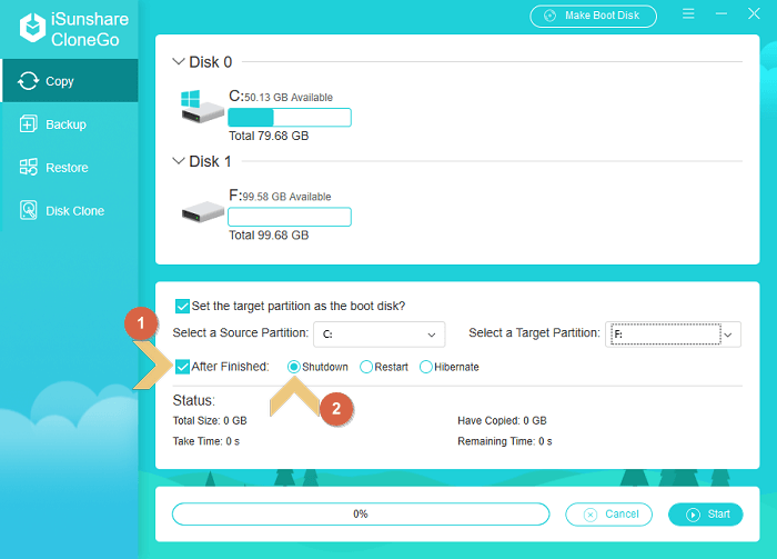 Wählen Sie nach Abschluss der Option