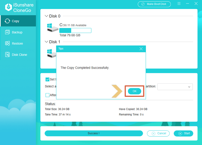 OSをSSDに正常に移動