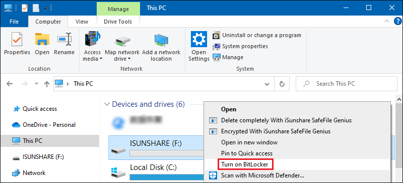 turn on bitlocker