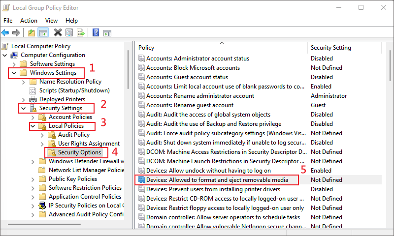 allow to format and eject removable media