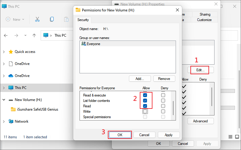 check on permissions on usb drive