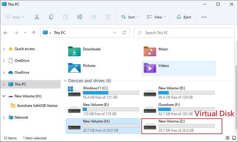 create a virtual disk within usb