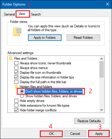 do not show hidden files