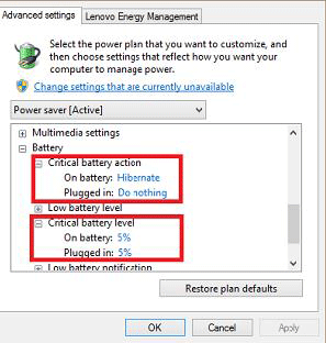 change laptop battery percentage