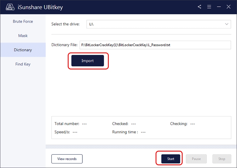 import Dictionary file and click Start