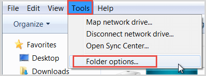 click tools folders options