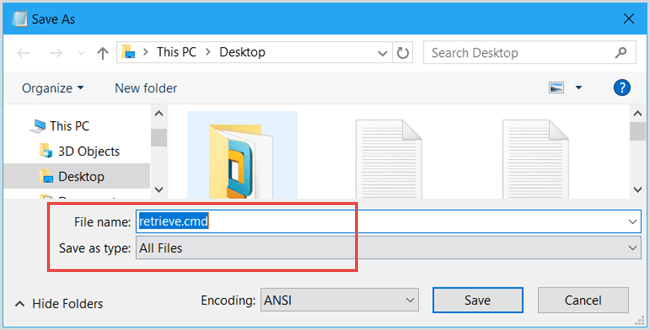 save as cmd file