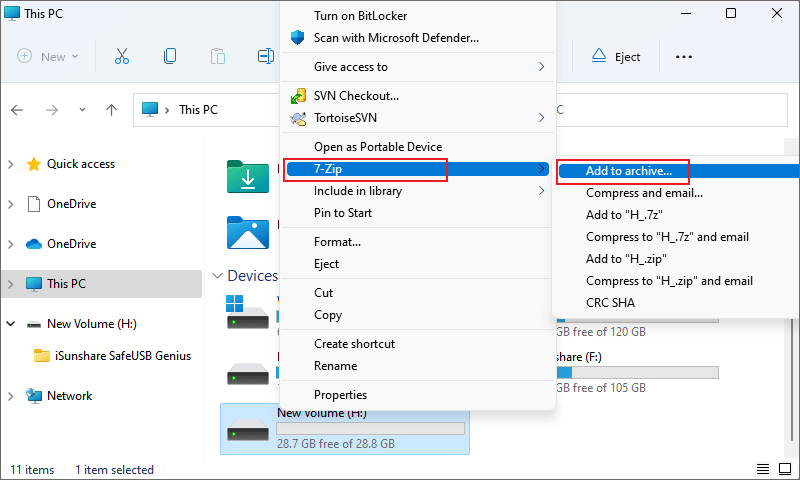 Right click choose 7 zip add to archive