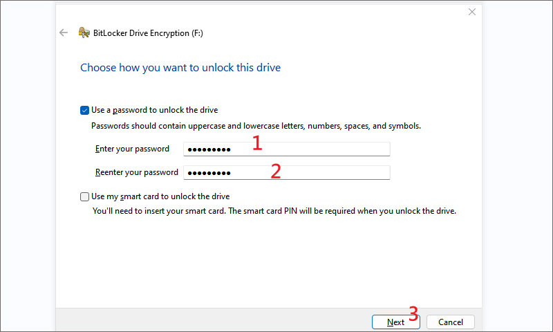 use password to unlock drive